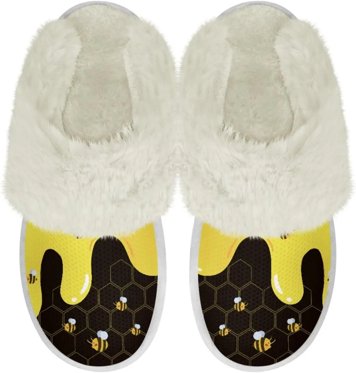 Women's Plush Fuzzy Slip on Indoor Outdoor Winter House Slippers Comfy Warm Fluffy Shoes Size 5-14
