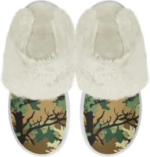 Women's Plush Fuzzy Slip on Indoor Outdoor Winter House Slippers Comfy Warm Fluffy Shoes Size 5-14