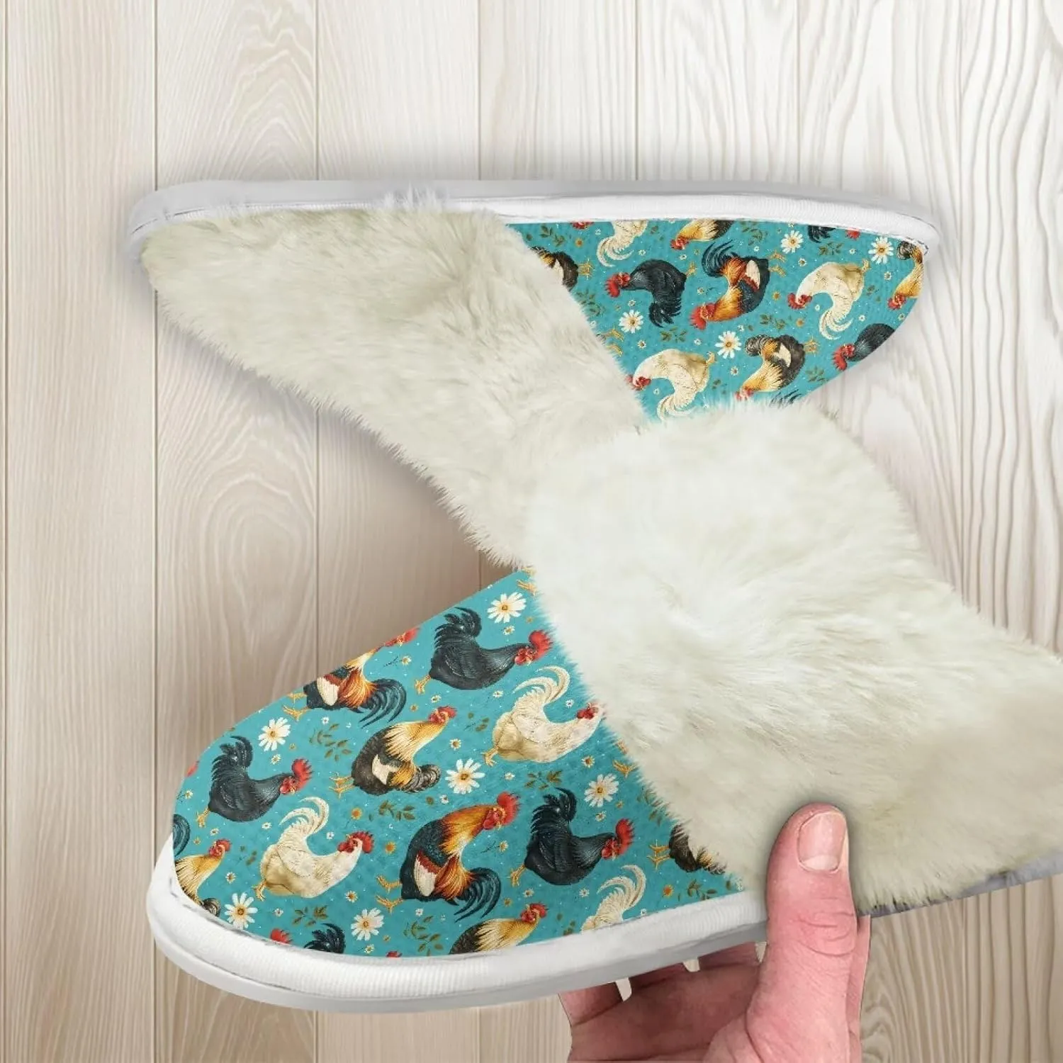 Women's Plush Fuzzy Slip on Indoor Outdoor Winter House Slippers Comfy Warm Fluffy Shoes Size 5-14