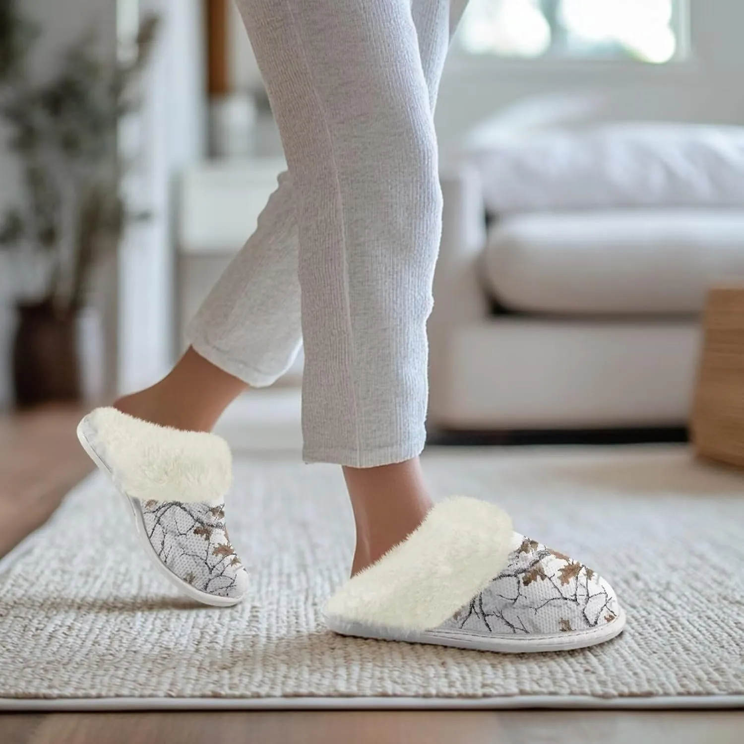 Women's Plush Fuzzy Slip on Indoor Outdoor Winter House Slippers Comfy Warm Fluffy Shoes Size 5-14