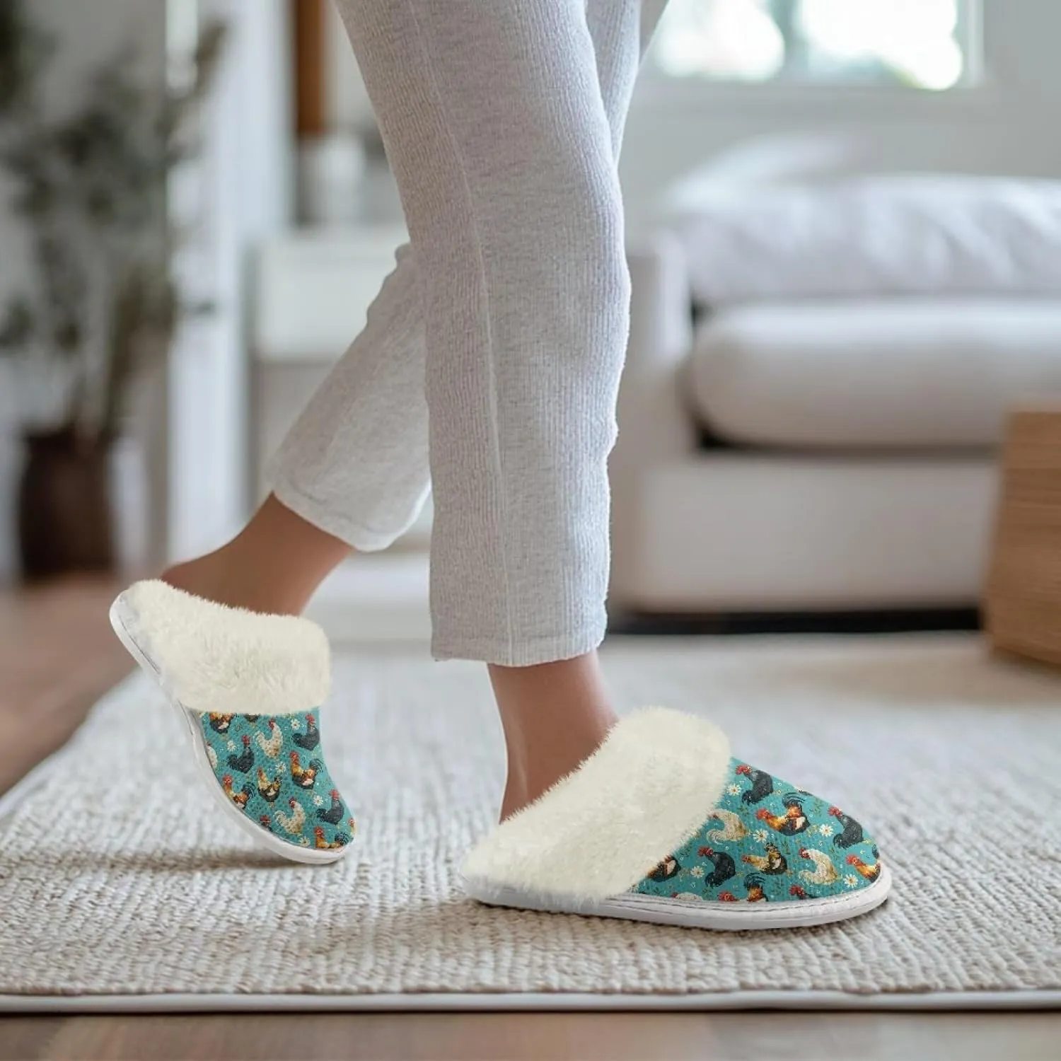 Women's Plush Fuzzy Slip on Indoor Outdoor Winter House Slippers Comfy Warm Fluffy Shoes Size 5-14