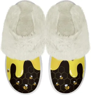 Women's Plush Fuzzy Slip on Indoor Outdoor Winter House Slippers Comfy Warm Fluffy Shoes Size 5-14