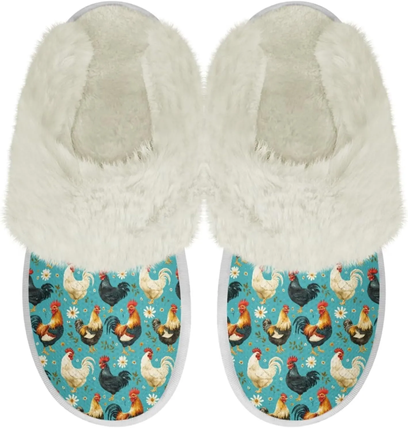 Women's Plush Fuzzy Slip on Indoor Outdoor Winter House Slippers Comfy Warm Fluffy Shoes Size 5-14