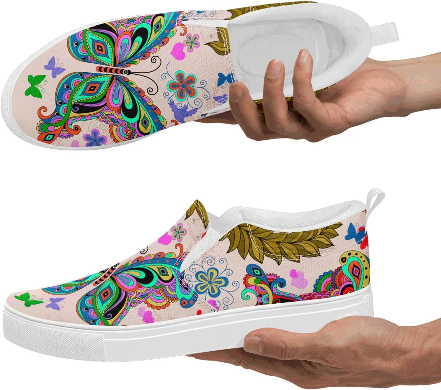 Women's Slip-On Canvas Sneakers – Lightweight, Breathable, Trendy Work Shoes for Nurses, Teachers,Mom and Casual Wear