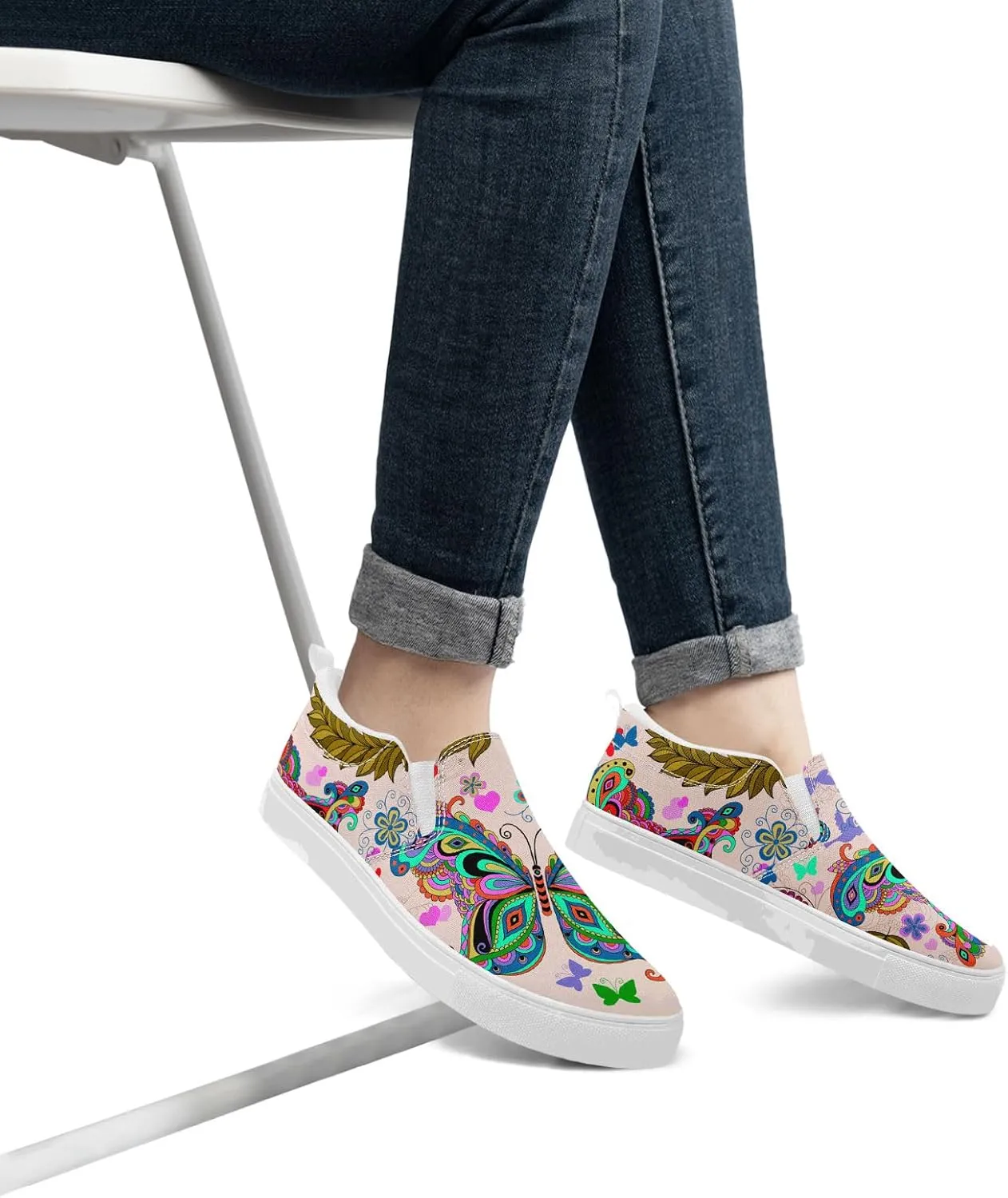 Women's Slip-On Canvas Sneakers – Lightweight, Breathable, Trendy Work Shoes for Nurses, Teachers,Mom and Casual Wear