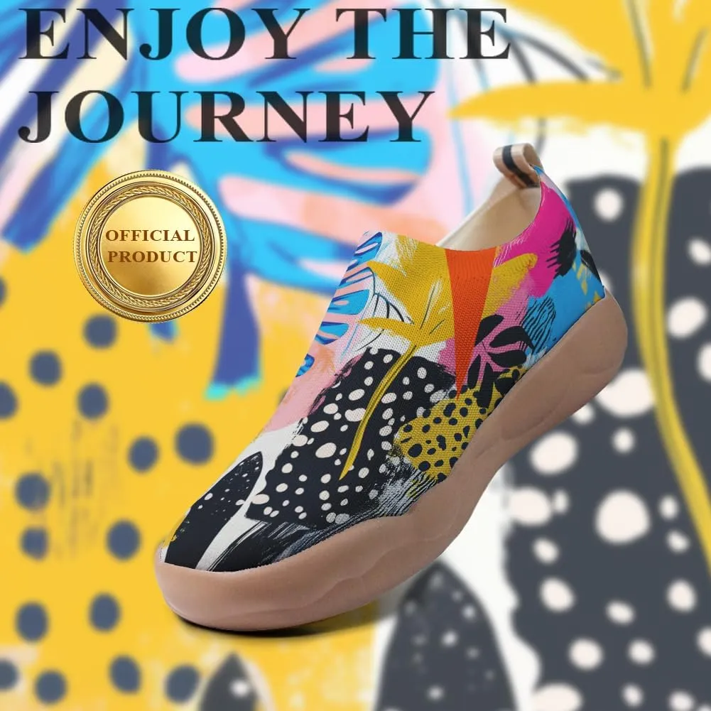 Women's Slip-On Shoes Comfortable Breathable Knit Casual Footwear Painted Travel Loafers Flowers Stylish