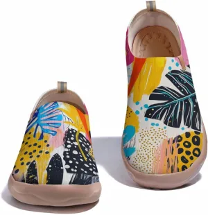 Women's Slip-On Shoes Comfortable Breathable Knit Casual Footwear Painted Travel Loafers Flowers Stylish