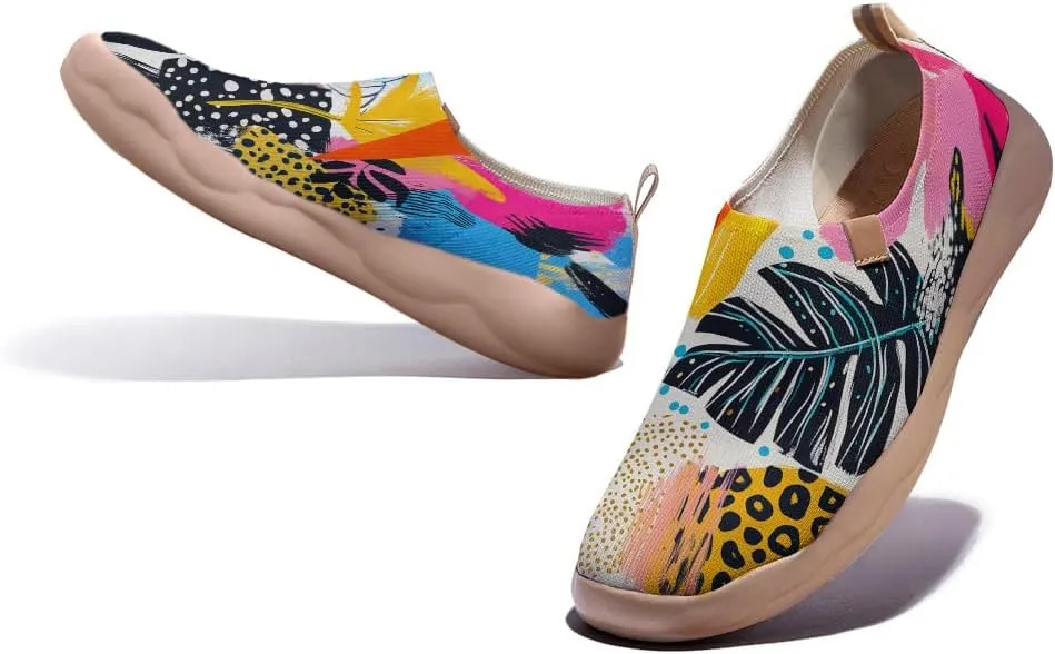 Women's Slip-On Shoes Comfortable Breathable Knit Casual Footwear Painted Travel Loafers Flowers Stylish