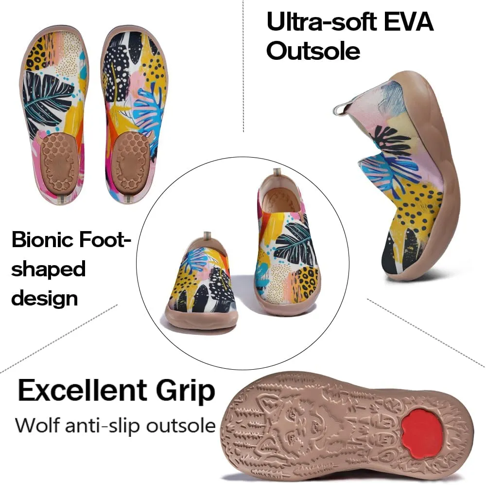 Women's Slip-On Shoes Comfortable Breathable Knit Casual Footwear Painted Travel Loafers Flowers Stylish