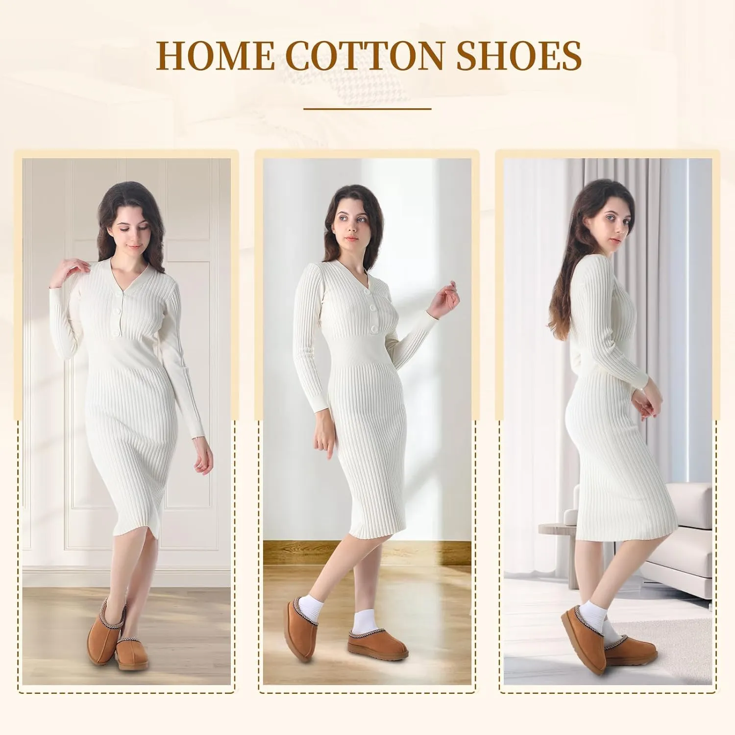 Women's Slipper Platform Mini Boots Indoor Slippers Slip on Fur Fleece Lined Suede Comfy Fur Fleece Lined Short Ankle Boots