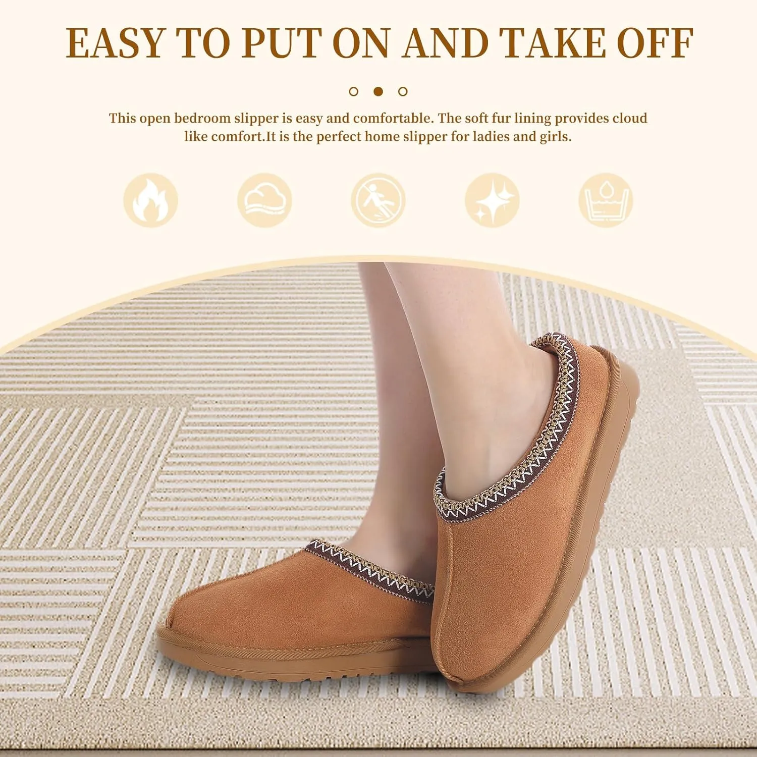Women's Slipper Platform Mini Boots Indoor Slippers Slip on Fur Fleece Lined Suede Comfy Fur Fleece Lined Short Ankle Boots