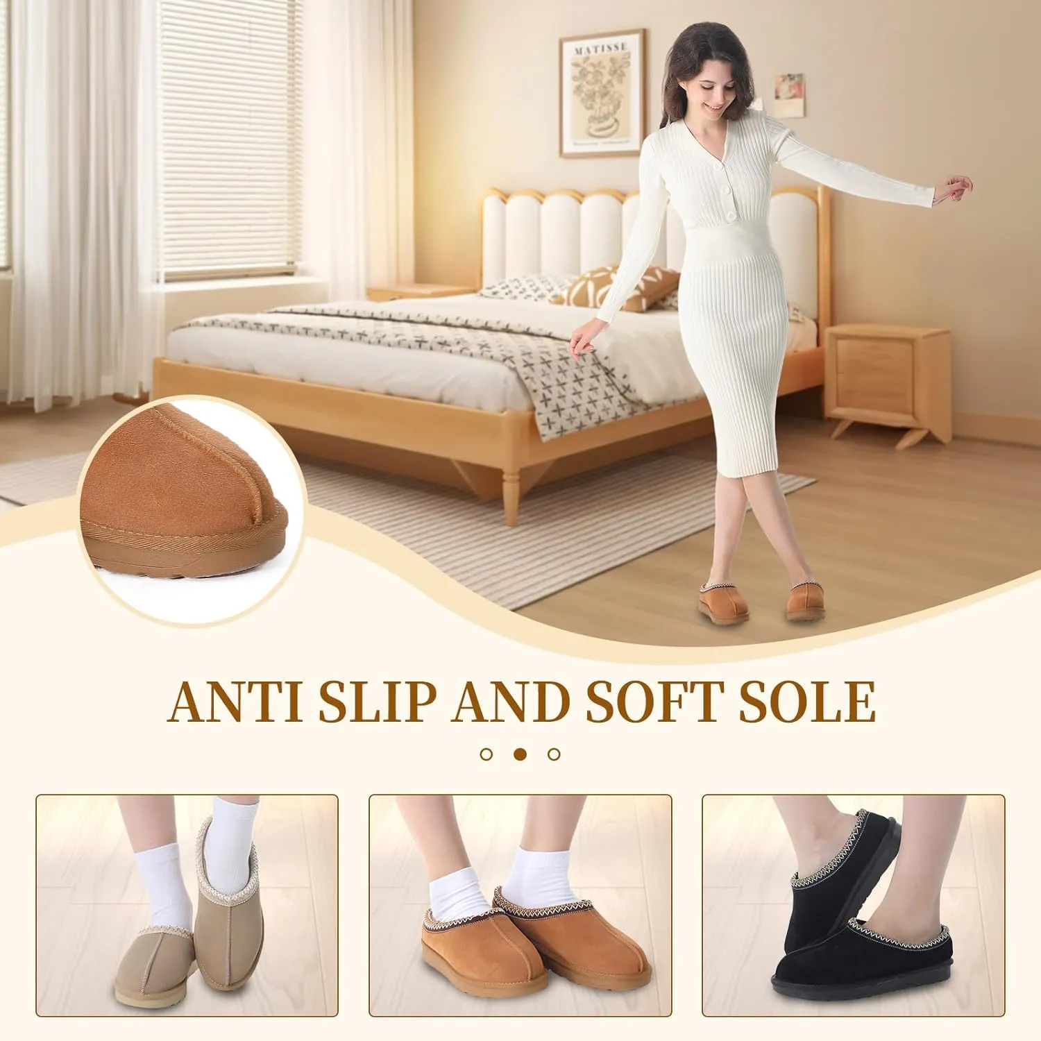 Women's Slipper Platform Mini Boots Indoor Slippers Slip on Fur Fleece Lined Suede Comfy Fur Fleece Lined Short Ankle Boots