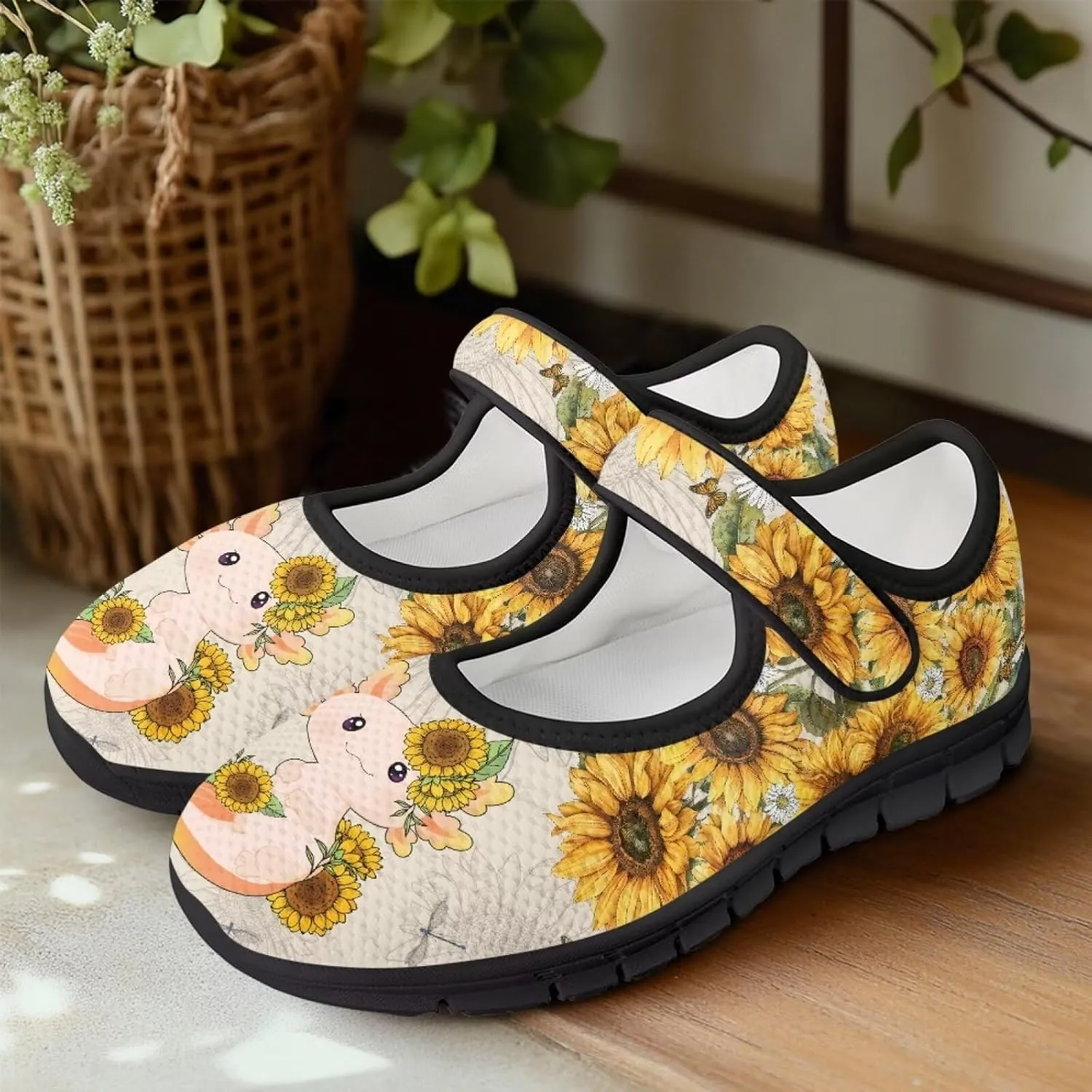 Womens Walking Shoes Breathable Mesh Casual Mary Jane Flats Non Slip Closed Toe Fashion Work Tennis Sneakers