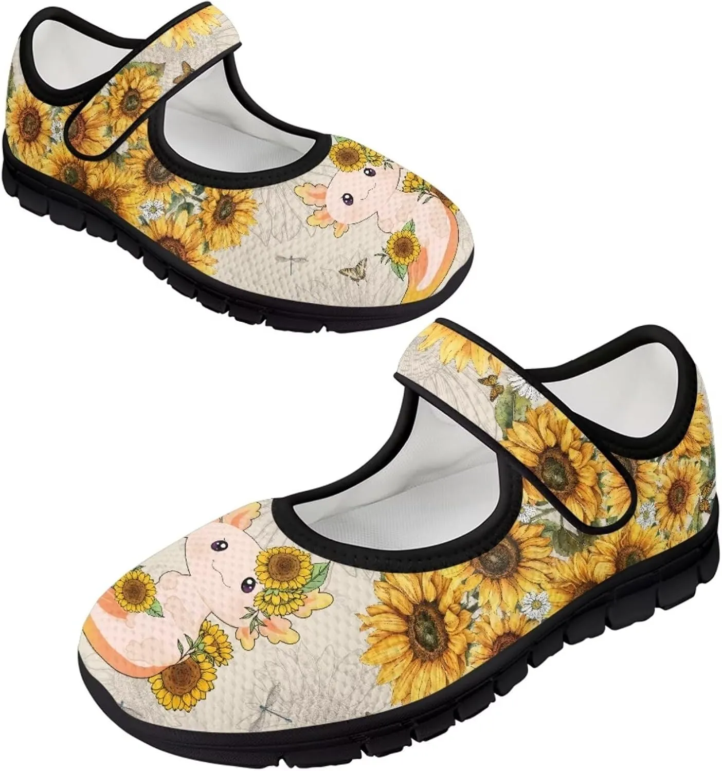 Womens Walking Shoes Breathable Mesh Casual Mary Jane Flats Non Slip Closed Toe Fashion Work Tennis Sneakers