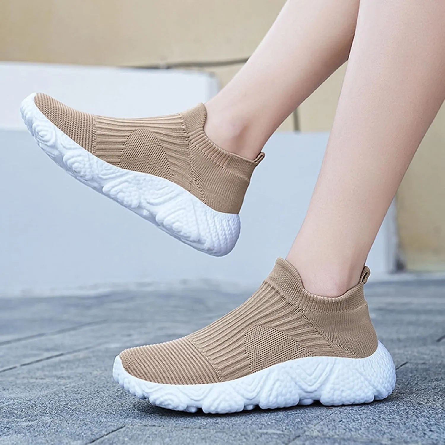 Womens Walking Shoes Slip On Casual Sneakers Breathable Mesh Shoes Womens Canvas Casual Flip Flop Sandals