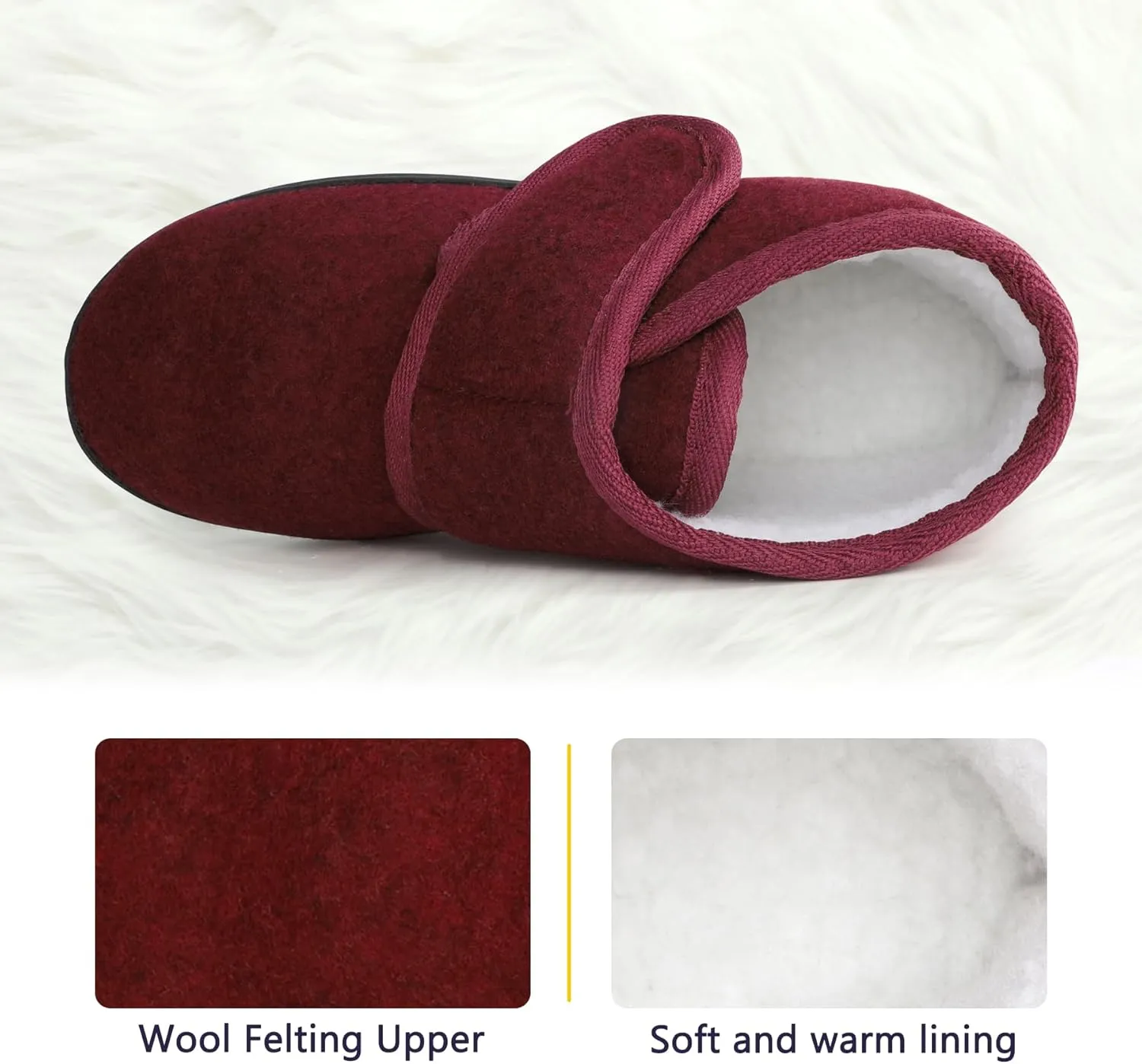 Women's Wide Diabetic Slippers Adjustable Hook and Loop Memory Foam Arthritis Edema Swollen Feet House Shoes Comfortable Breathable Indoor/Outdoor Slip On Slippers