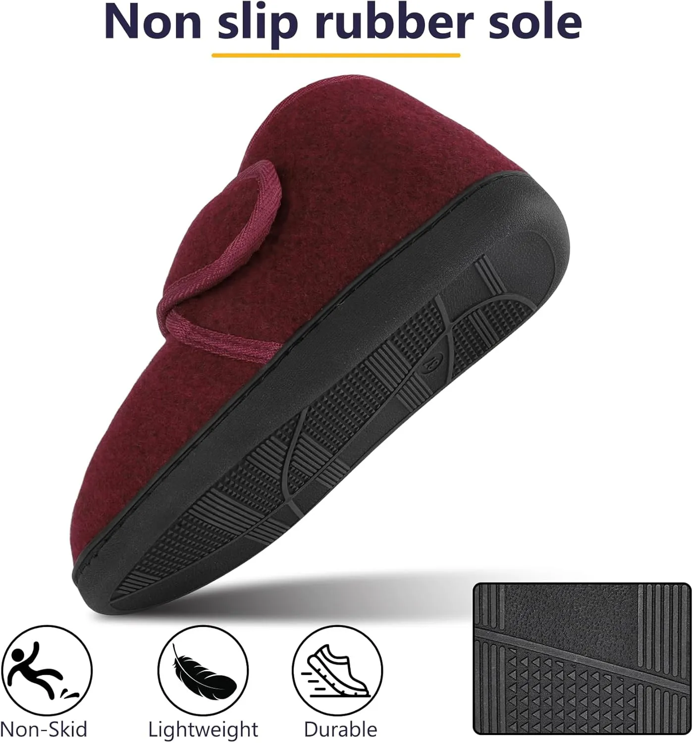 Women's Wide Diabetic Slippers Adjustable Hook and Loop Memory Foam Arthritis Edema Swollen Feet House Shoes Comfortable Breathable Indoor/Outdoor Slip On Slippers