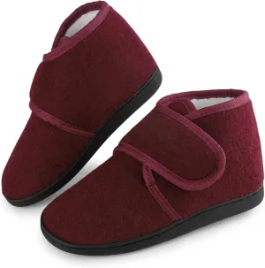 Women's Wide Diabetic Slippers Adjustable Hook and Loop Memory Foam Arthritis Edema Swollen Feet House Shoes Comfortable Breathable Indoor/Outdoor Slip On Slippers
