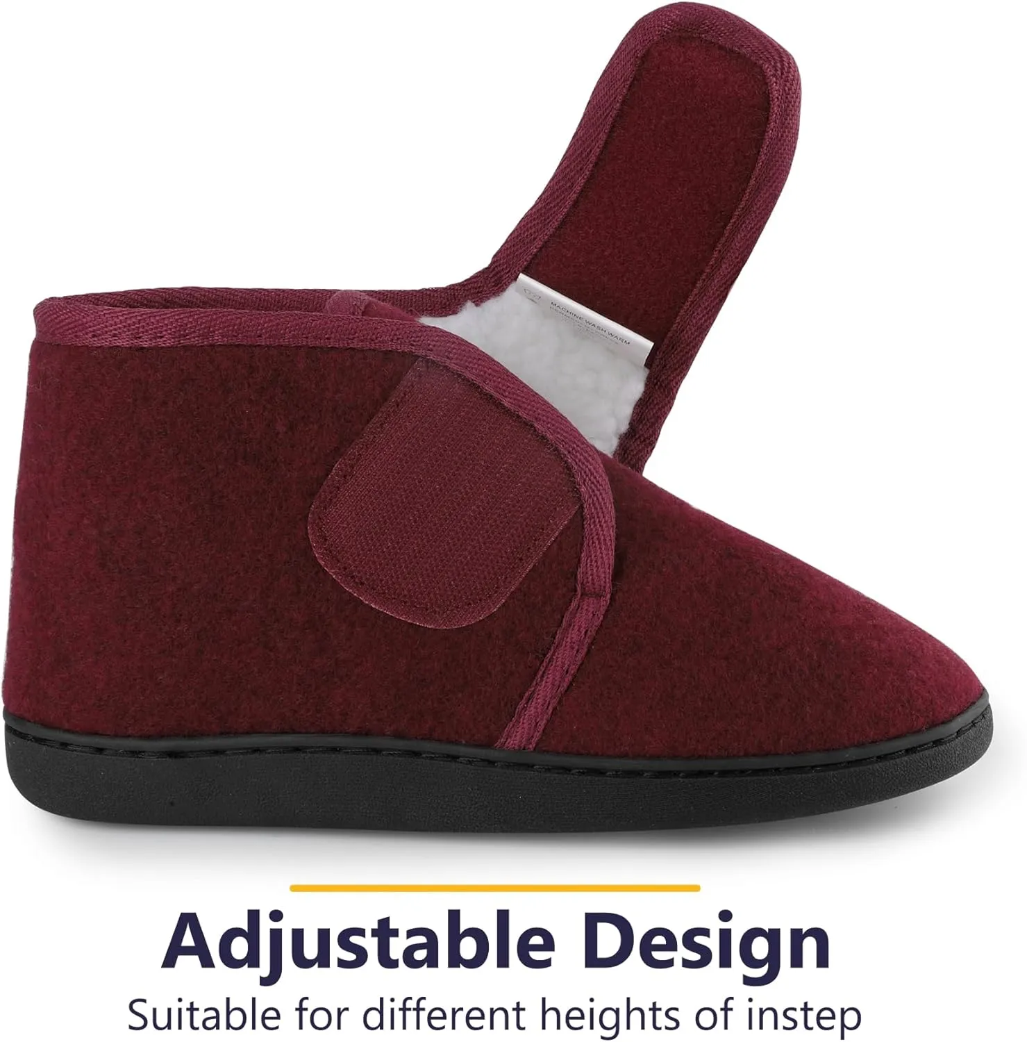 Women's Wide Diabetic Slippers Adjustable Hook and Loop Memory Foam Arthritis Edema Swollen Feet House Shoes Comfortable Breathable Indoor/Outdoor Slip On Slippers