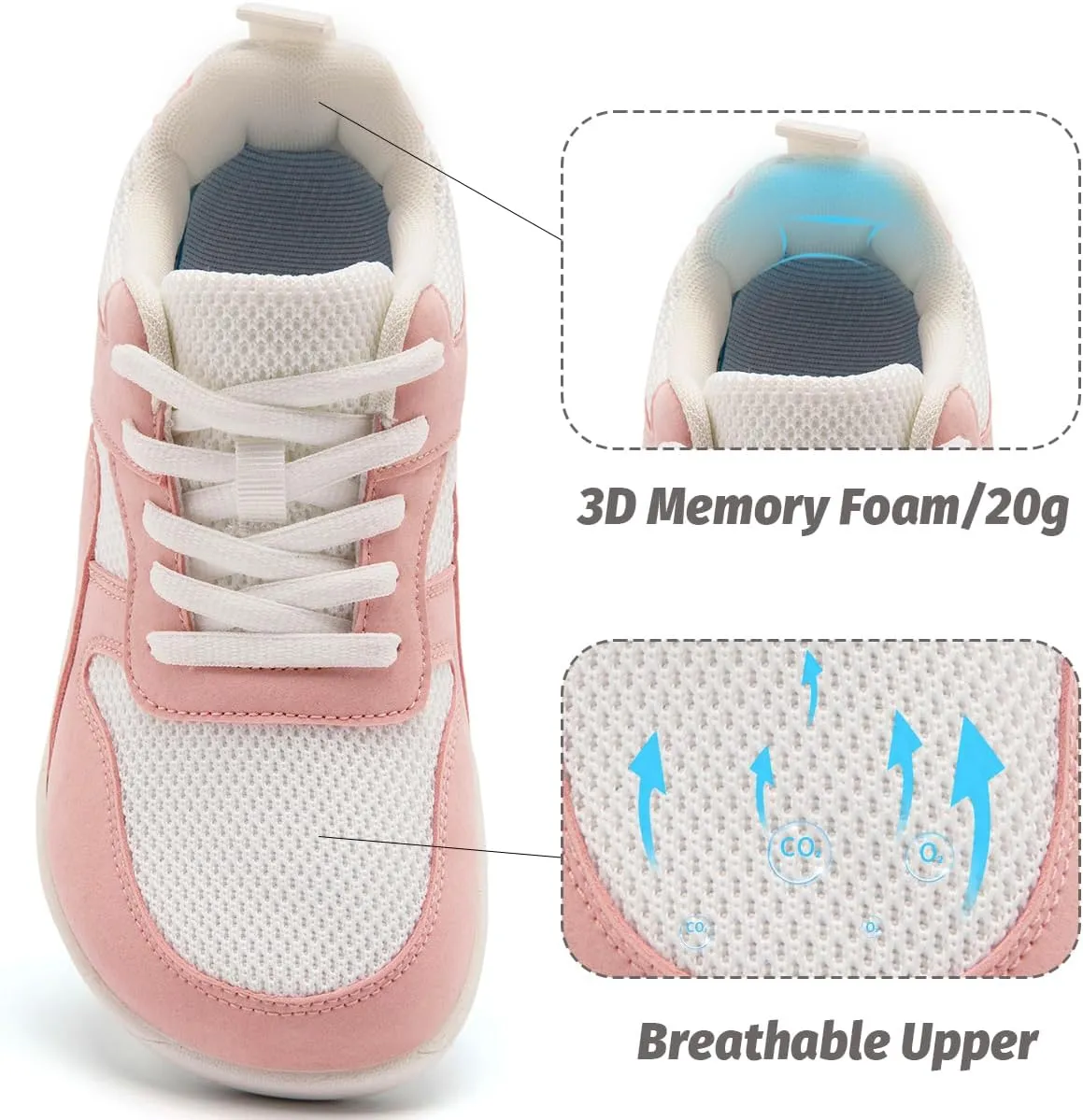 Women's Wide Toe Box Barefoot Sneakers Walking Slip On Shoes Zero Drop Running Sneakers Breathable Non Slip Casual Jogging Shoes