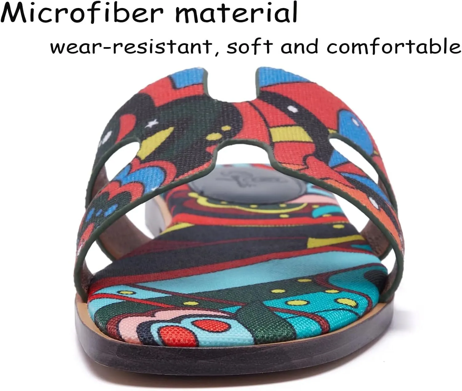 Women's Wide Width Leather Flat Sandals Slipper 2025 Summer Fashion Comfortable Memory Foam Slides for Women Footwear