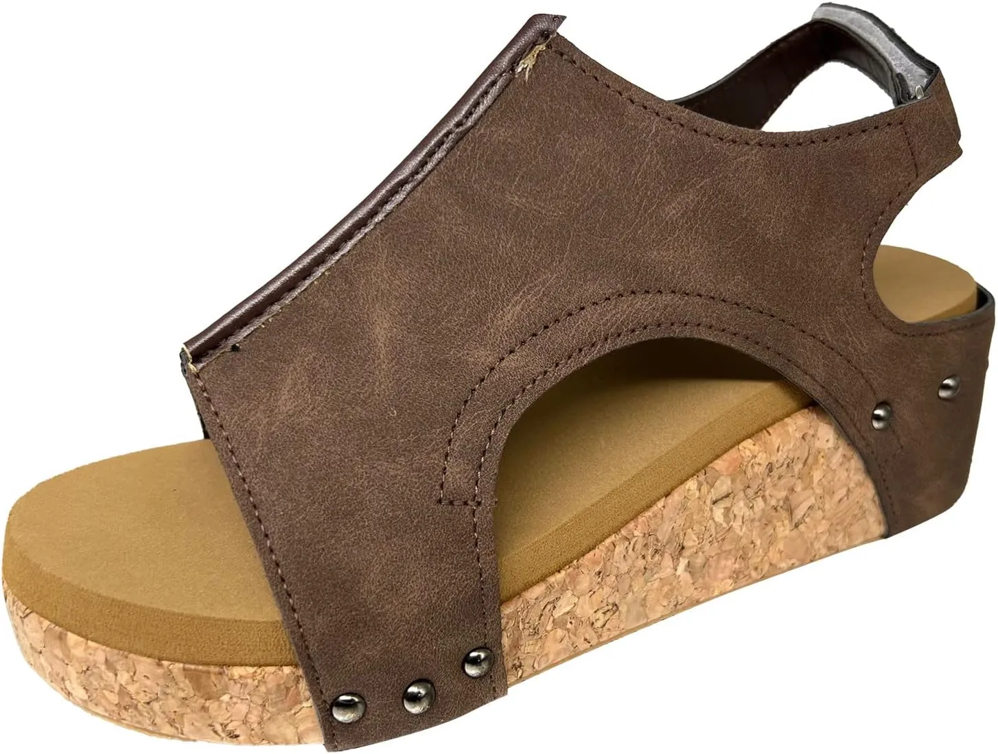 Womenyiaor Coffee Wedge Sandals, Women's Comfy Platform Sandals Slip-On Summer Casual Beach Wedge Sandals (7)