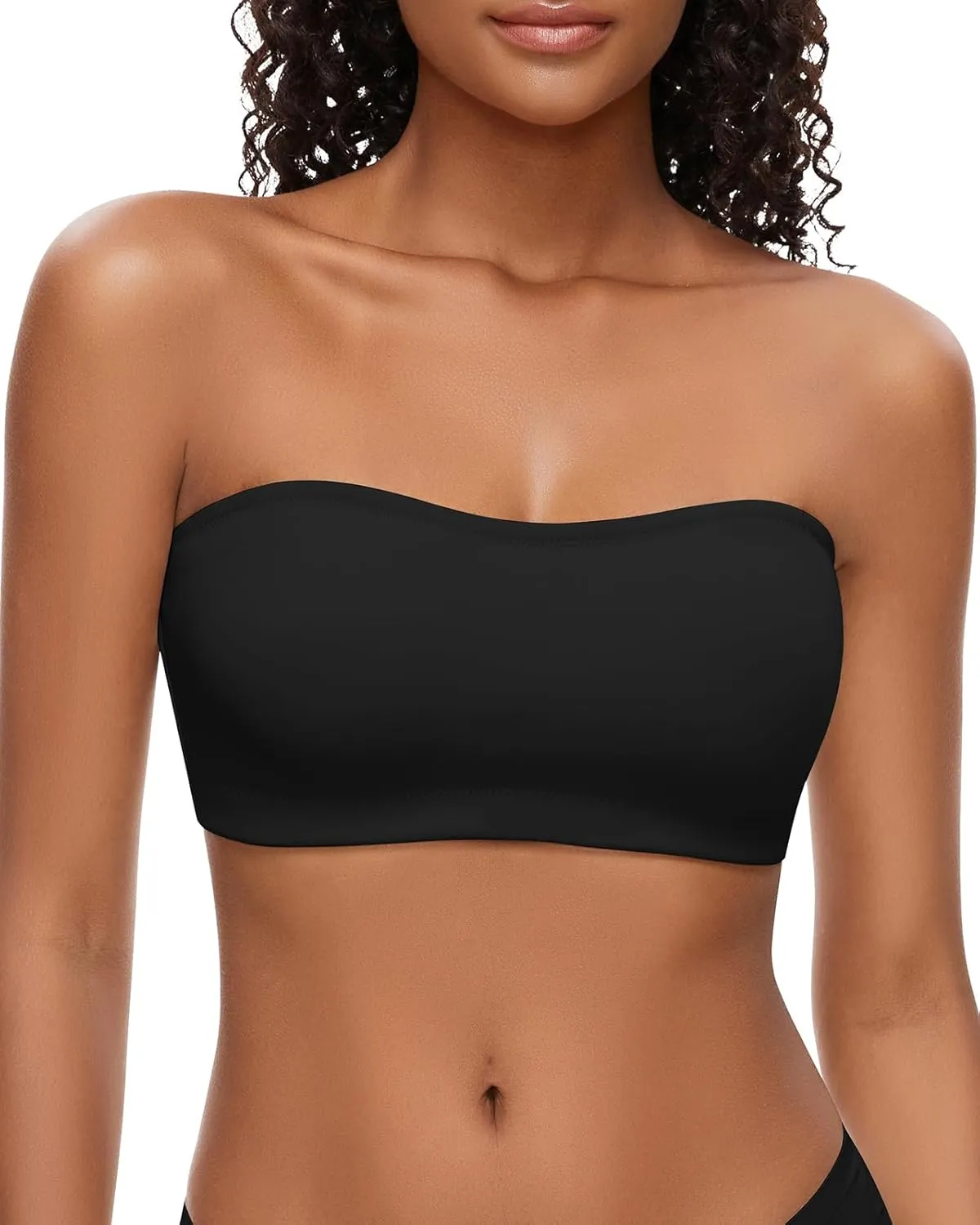 WOWENY Strapless Bras for Women Bandeau Bra Non-Slip Silicone Wireless Bra Seamless Padded Comfy Tube Top Bralette