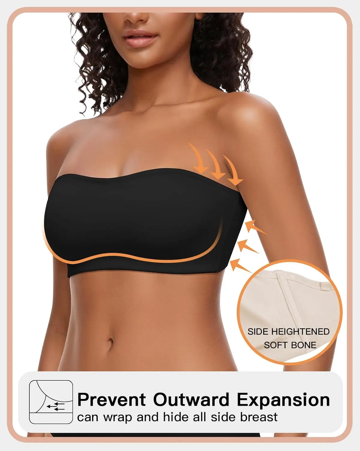 WOWENY Strapless Bras for Women Bandeau Bra Non-Slip Silicone Wireless Bra Seamless Padded Comfy Tube Top Bralette