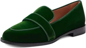 XYD Women's Closed Almond Toe Slip On Moccasins Low Heel Flats Comfy Formal Casual Office Work Dress Loafers Shoes