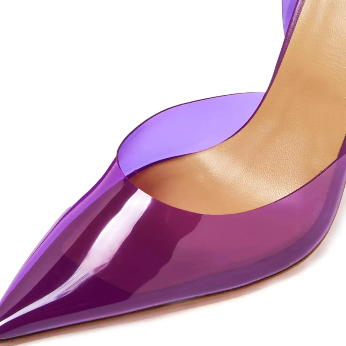 YDN Women Transparent Pumps Slingback Slip On Wineglass Slim High Heels Closed Pointed Toe Dress Shoes Dating Wedding Size 4-16 US