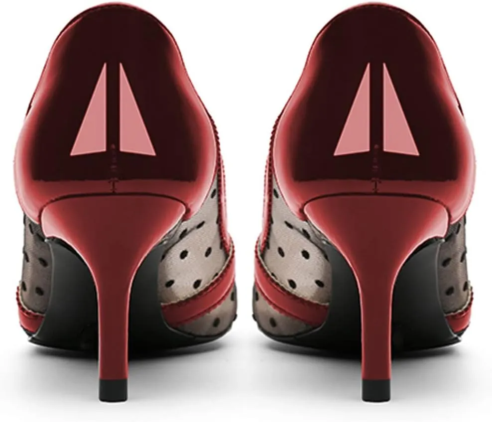 YDN Women's Low Kitten Heel Peep Toe Pumps Slip on Dress Sandals Mesh Dots Comfort Breathable Prom Wedding Shoes Size 4-15 US