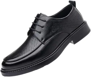 YZABEL Men's Retro Comfortable Business Non-Slip Casual Shoes, Pointed Toe Lace Up Oxfords Dress Shoes, Breathable Hollow for Formal and Everyday Wear