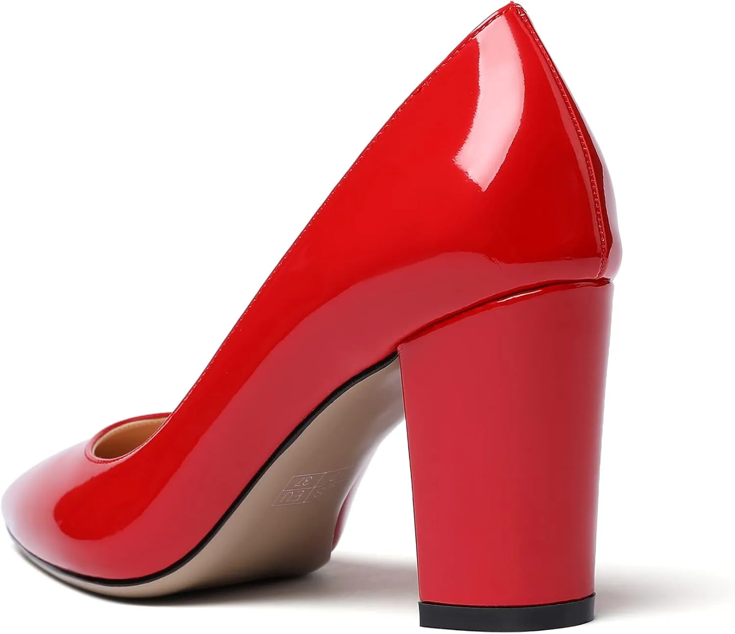 Zamikoo Women's Chunky Heel Pumps Pointy Toe Slip On Classic High Heel Shoes 3.35 Inches