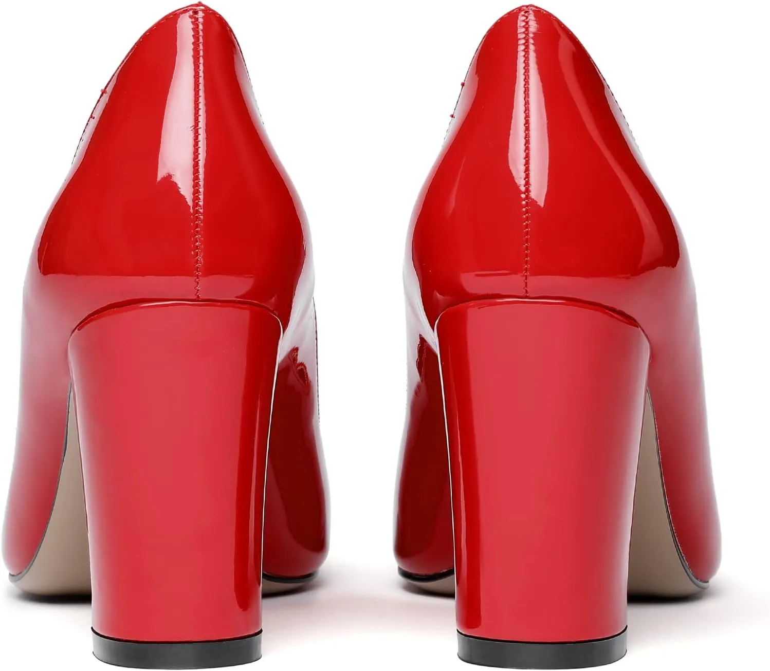 Zamikoo Women's Chunky Heel Pumps Pointy Toe Slip On Classic High Heel Shoes 3.35 Inches