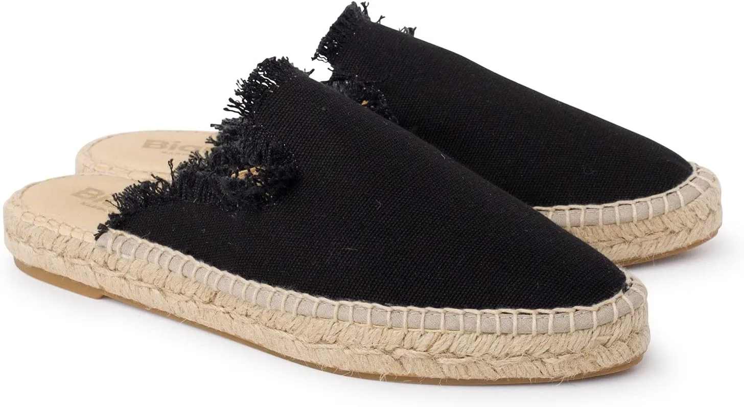 Zaragoza Authentic Spanish Espadrille Flat Slides for Women - Sustainable, Eco Friendly, Vegan Shoes. Classic Style, Organic Cotton Canvas Upper, Comfy Insole, Jute Midsole, Rubber Sole. Made in Spain