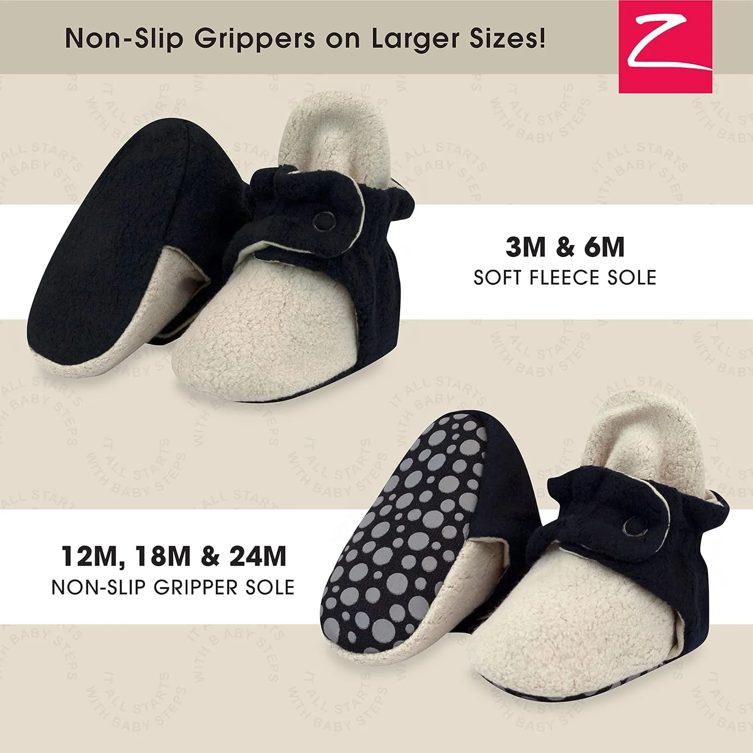 Zutano Unisex Fleece Baby Booties, Two Snap Closure, Newborn to 24 Months