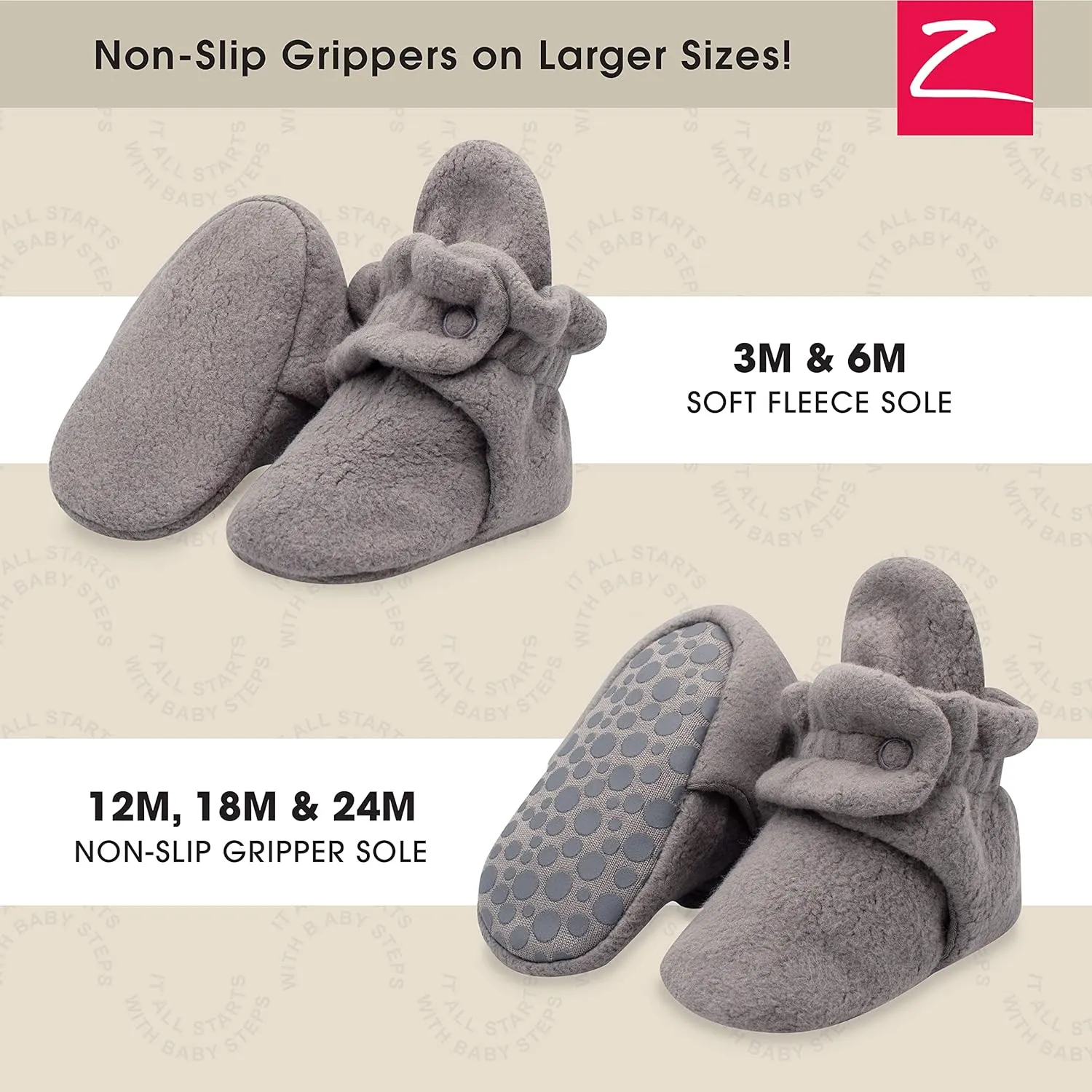 Zutano Unisex Fleece Baby Booties, Two Snap Closure, Newborn to 24 Months