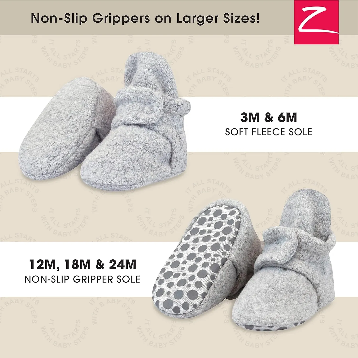Zutano Unisex Fleece Baby Booties, Two Snap Closure, Newborn to 24 Months